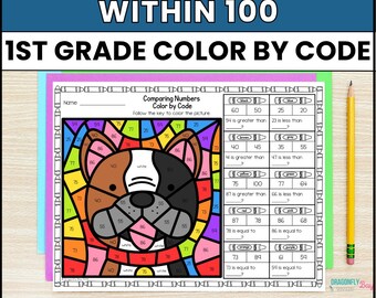Getallen vergelijken met 100 | Wiskunde voor groep 1: Kleuren op code