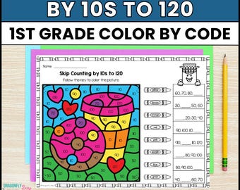 Tellen met sprongen van 10 tot 120 | Wiskunde voor groep 1: Kleuren op code