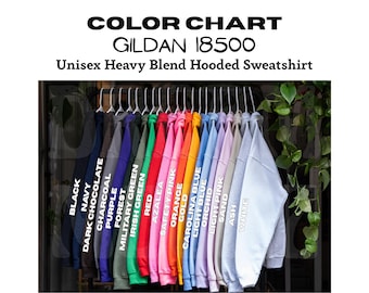 Gildan 18500 Unisex Heavy Blend Hooded Sweatshirt Color Chart Mockup (Digital Download JPG)