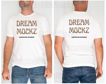 Bella Canvas 3001 White T-Shirt Mockup: Split View (Digital Download)