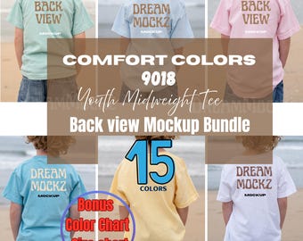Comfort Colors 9018 Youth Midweight Tee Back Mockup Bundle (JPG Digital Download)