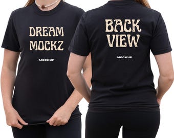 Comfort Colors Black T-Shirt Mockup: Front & Back View (Digital Download)