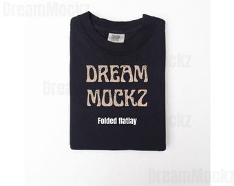 Black Comfort Colors 1717 T-Shirt Mockup: Simple Flat Lay (Digital Download)