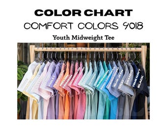 Comfort Colors 9018 Youth Midweight Tee Color Chart Mockup (Digital Download JPG)