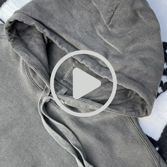 Comfort Colors 1567 Pepper Hoodie Video Mockup | Neckline Fabric Detail | Real Product Video, No AI
