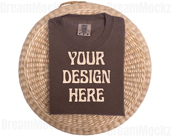 Espresso Comfort Colors 1717 T-Shirt Mockup: Minimalist Flatlay (Digital Download)