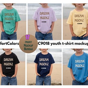 Youth Comfort Colors CC9018 Bundle Mockup, Comfort Colors Shirt,  Trendy Kids Tee Mock-up, Comfort Colors 9018 Mockup Beach Kids Mockups