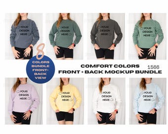 Comfort Colors 1566 Sweatshirt Mockup Bundle: Framsida och baksida (digital produkt)