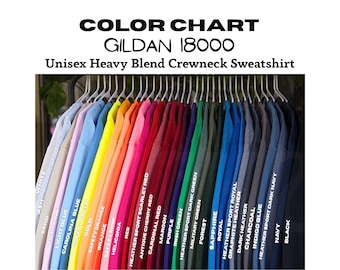 Gildan 18000 Unisex Heavy Blend Crewneck Sweatshirt Color Chart Mockup (Digital Download JPG)
