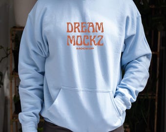Hellblauer Hoodie Mockup: Gildan 18500 (Digitaler Download)
