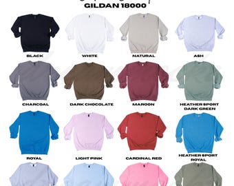 Gildan 18000 Sweatshirt Color Chart Mockup (Digital Download)