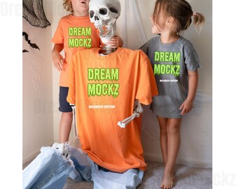 Sibling T-Shirt Mockup: Comfort Colors 9018 Granite & Watermelon (Digital Download)