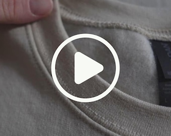 Gildan 18000 Sand Sweatshirt Video Mockup | Neckline Fabric Detail (Digital Download)