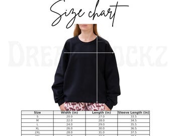 Gildan 18000 Size Chart, G18000 Sweatshirt Crewneck Unisex Size Chart, Simple Measurement Chart, Sizing Guide Mockup (JPG Digital Download)