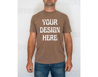 Comfort Colors 1717 Espresso T-Shirt Mockup: Real Model (Digital Download)
