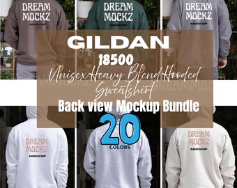 Gildan 18500 Hoodie Back Mockup Bundle | G185 Hooded Sweatshirt Mock-up Bundle | Real Model Mock | Minimal Male Mockup (Digital Download)