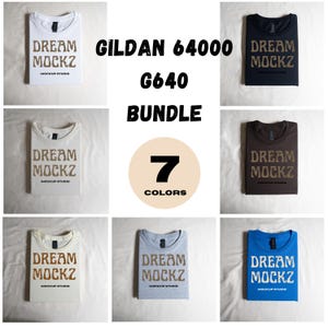 Gildan 64000 Bundle Shirt Flat Lay Mockup | Bundle G640 Folded Tshirt Mock-up Bundle | Real T-shirt Mock | Simple Flatlay Minimal Editing