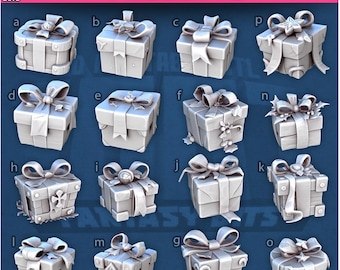 Set of 16 Presents, Gifts - 32mm Scale - TTRPG Props, Terrain, Basing Bits and Accessories - 3D Printed Resin