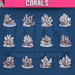 Puede incluir: Doce modelos de arrecifes de coral impresos en 3D, etiquetados de la a a la l, para juegos de mesa o pintura en miniatura.