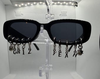Gafas de sol perforadas GRiZ YEAH / Gafas de sol negras estilo festival Y2K