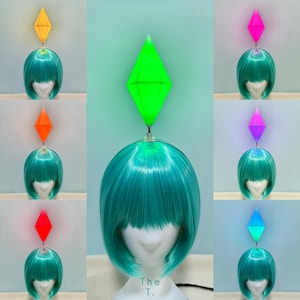 Faixa de cabeça Sims Plumbob com LED multicolorido