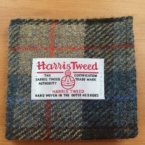 Mans Harris tweed wallet bill fold made in Scotland gift  wool vegetarian plaid Scottish British UK