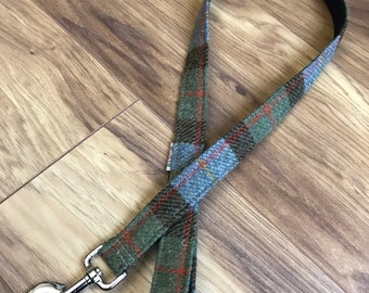 Handcrafted Harris Tweed Dog Leash, Plaid Tartan Lead