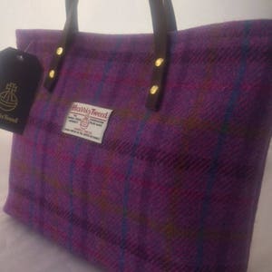 Harris tweed purple handbag purse gift for her girlfriend gift tartan bag Scottish gift