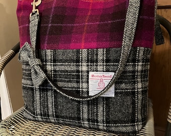 New Harris tweed Frankenstein bag purse tote messenger shoulder plaid tartan large gift mom wife girlfriend handmade wool
