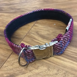 Bespoke hand crafted Harris tweed dog collar, dog gift