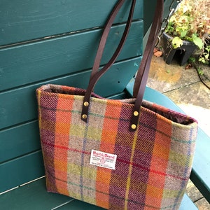 Harris tweed purse, Harris tweed bag, orange purse, tartan purse, Harris tweed bag, Scottish gift, gift for her, Harris tweed tote,