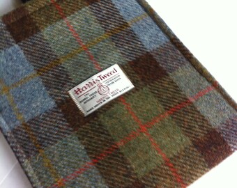Mans Harris tweed iPad case sleeve  cover gift UK made in Scotland tartan mans gift