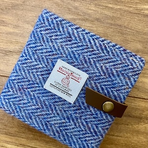 mans wallet, Harris tweed wallet, leather wallet, green wallet, gift for him, dad gift, tweed bi-fold , husband gift, handcrafted wallet