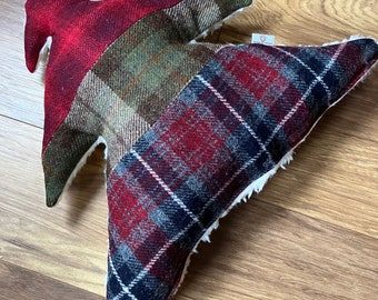 Harris tweed Christmas tree cushions, sofa, couch , pillow, throw, gift for her, plaid cushion, tartan cushion