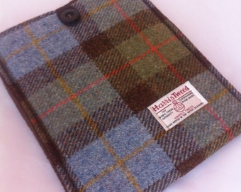 Harris tweed iPad cover case sleeve tartan blue Scottish Scotland plaid