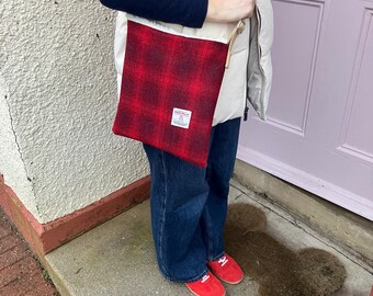 Harris tweed bag, Harris tweed messenger bag, Harris tweed purse, Harris tweed cross body bag, gift for her yellow bag, yellow purse,