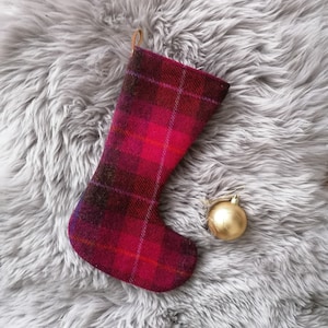 Christmas stockings, Harris tweed, gift for her, girlfriend gift, Christmas decoration, holiday stocking, plaid Christmas, Xmas stocking