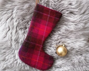 Christmas stockings, Harris tweed, gift for her, girlfriend gift, Christmas decoration, holiday stocking, plaid Christmas, Xmas stocking