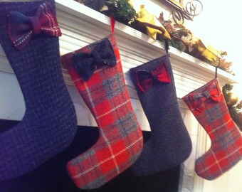 Harris tweed Christmas stocking gift remote control tidy Christmas decoration Scottish Holiday