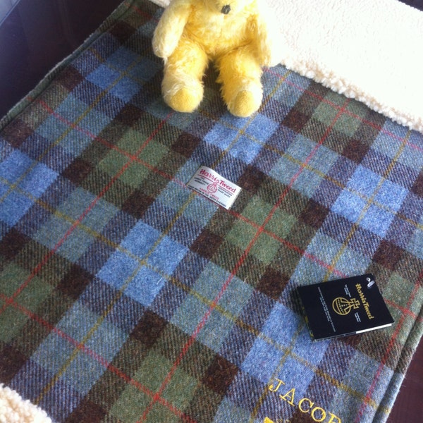 Harris tweed baby blanket made in Scotland tartan baby gift baby gift pram cover christening Scottish baby gift baby shower