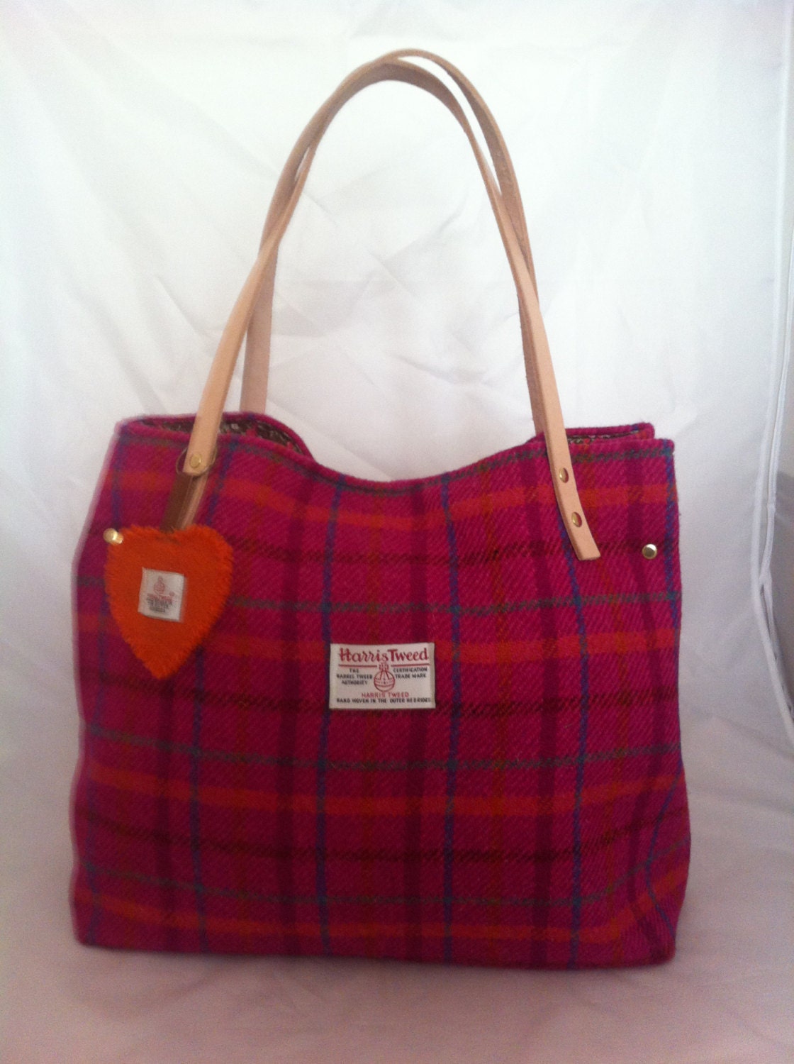 Harris tweed bag purse tote made in Scotland pink plaid tartan | Etsy