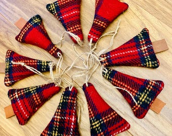 Harris Tweed Christmas Tree Decorations, Plaid Tartan holiday Ornaments (2).