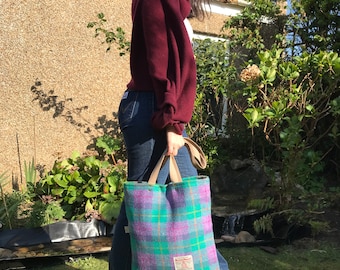 Handcrafted Harris Tweed Tote Bag, Plaid Dunbar Design