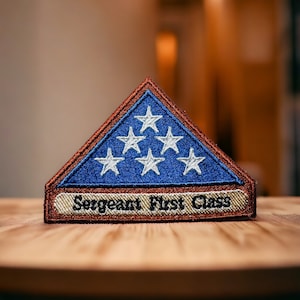 Custom Military Memorial Flag Case Embroidered Patch | Military Patch | Military Rank Patch | Veteran Memorial | Military Vet