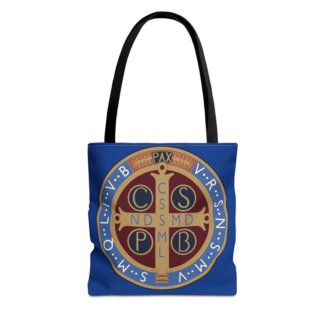 Saint Benedict Medal Tote Bag, Religious Catholic Gift, Custom Shoulder ...