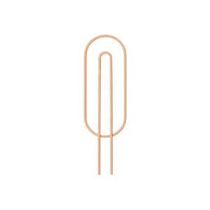 May include: A light brown, abstract metal sculpture with a vertical, elongated oval shape. Two parallel lines extend downward from the oval, creating a minimalist design. The sculpture is set against a white background.