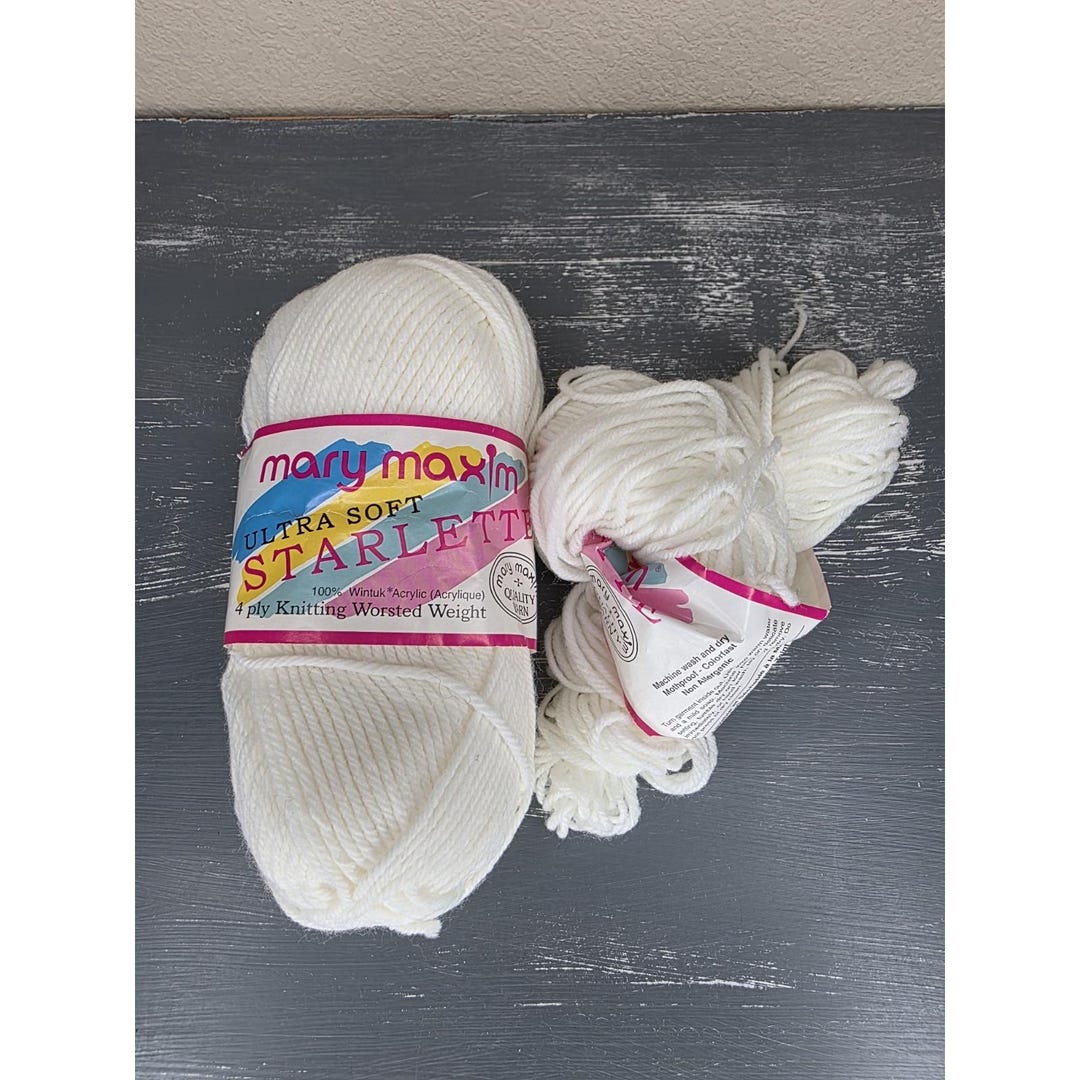 Mary Maxim Starlette Yarn 01 White 4 Ply Acrylic Worsted-3.5oz 230yds ...