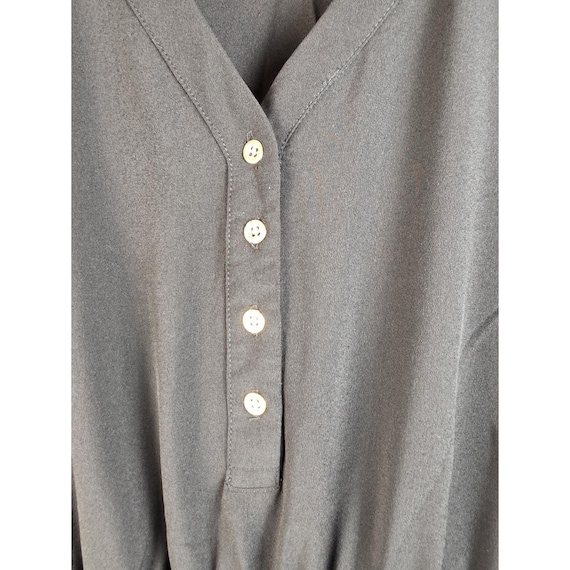 JB Julie Brown Jumpsuit Black RollUp Long Sleeve ButtonUp VNeck OnePiece S~Small View 2