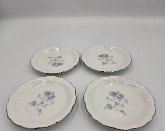 4~Platillos para mantequilla vintage Johann Haviland Bavaria Alemania Blue Garland de 3 5/8"