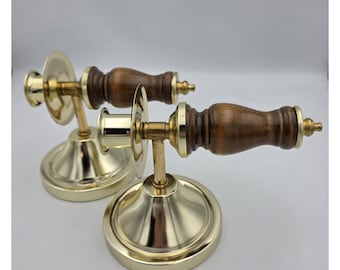 2~Vtg Home Interior Homco Wood & Brass Wall Sconce/Sconces Candle Holder Pair